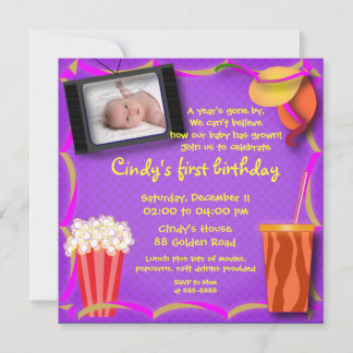 Kids Birthday Invitation 038: Movies & Popcorns