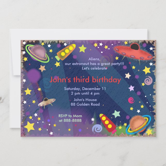 Kids birthday invitation 047: Outer Space II (Front)