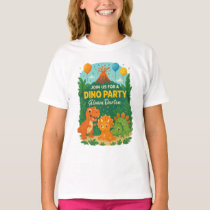 Kids Birthday Invitation – Cute Dinosaur Party Des T-Shirt