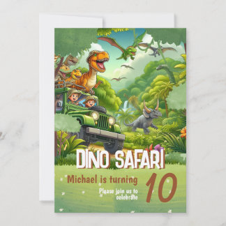 Kids birthday invitation: Dino Safari, QR code Invitation