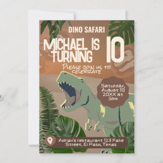 Kids birthday invitation: Dino Safari, QR code Invitation
