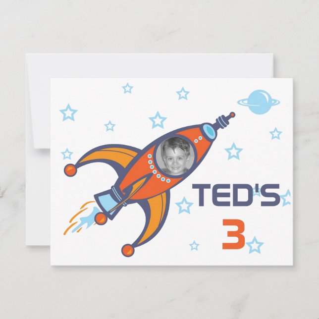 Kids Birthday Invitation - Rocket (Front)