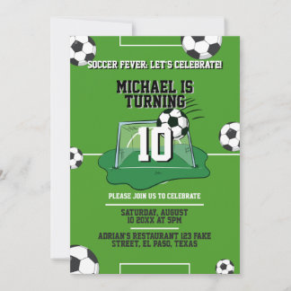 Kids birthday invitation: Soccer fever, QR code Invitation