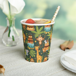 Kids Birthday Jungle Themed Paper Cups