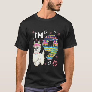 Kids Birthday Llama I'm 9 Year Old Girl Theme 9Th T-Shirt