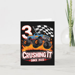 Kids Birthday Monster Truck 3 Year Old Boys 3rd Pa Card