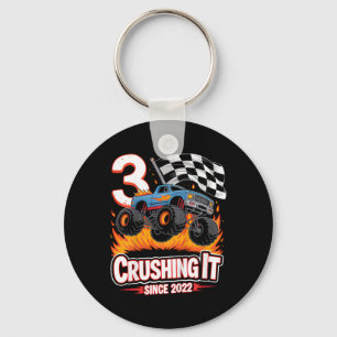 Kids Birthday Monster Truck 3 Year Old Boys 3rd Pa Key Ring