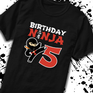 Kids Birthday Ninja - 5 Year Old Party Theme T-Shirt