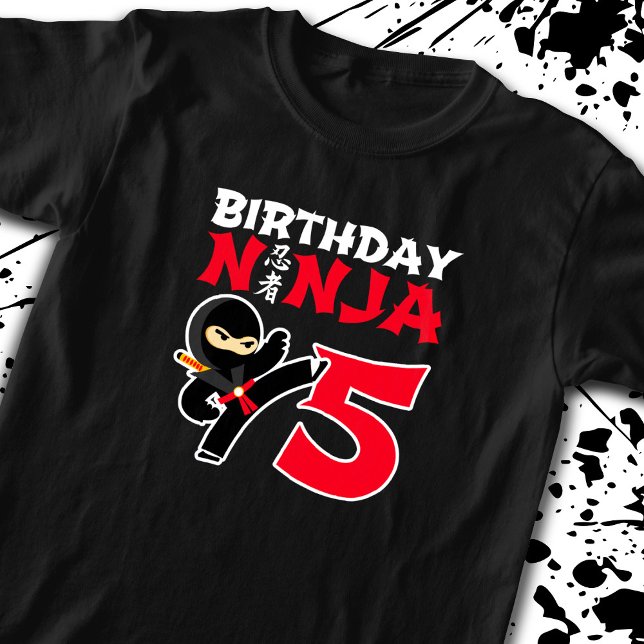 Kids Birthday Ninja - 5 Year Old Party Theme T-Shirt (Creator Uploaded)