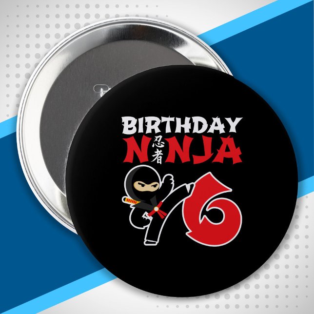 Kids Birthday Ninja - 6 Year Old Party Theme 10 Cm Round Badge (Creator Uploaded)