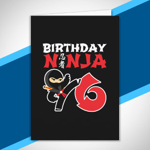 Kids Birthday Ninja - 6 Year Old Party Theme Card
