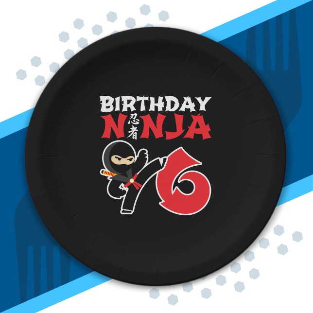 Kids Birthday Ninja - 6 Year Old Party Theme Paper Plate (Creator Uploaded)
