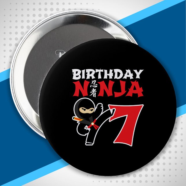 Kids Birthday Ninja - 7 Year Old Party Theme 10 Cm Round Badge (Creator Uploaded)