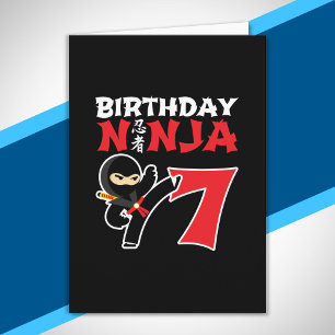 Kids Birthday Ninja - 7 Year Old Party Theme Card