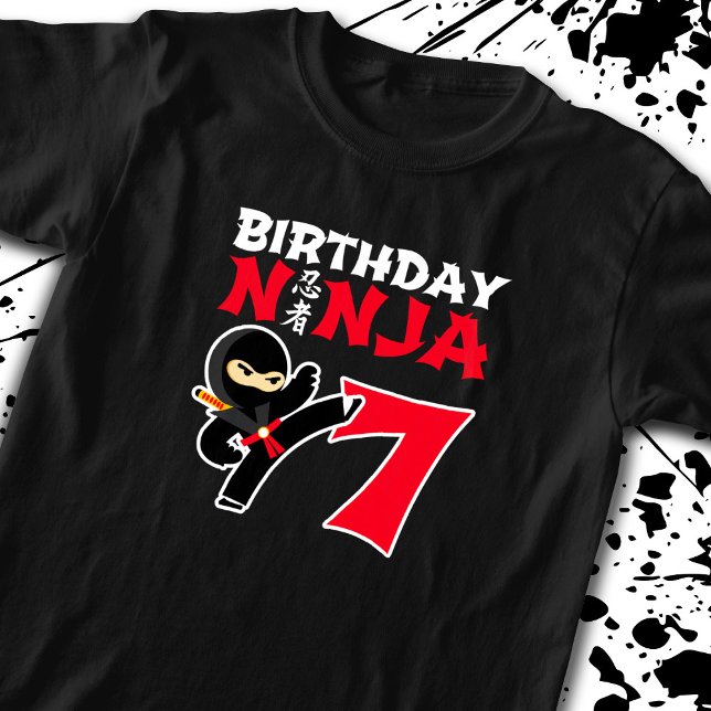 Kids Birthday Ninja - 7 Year Old Party Theme T-Shirt (Creator Uploaded)