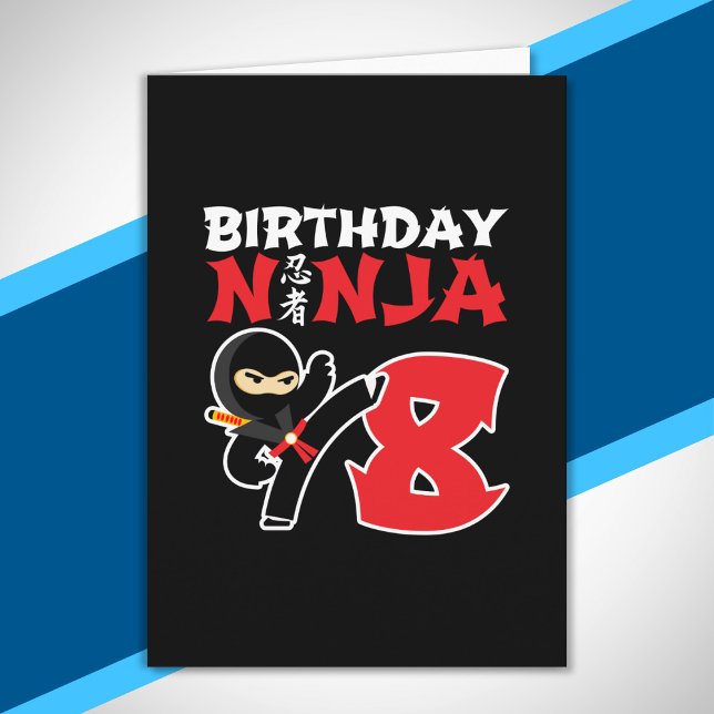 Kids Birthday Ninja - 8 Year Old Party Theme Card (Creator Uploaded)