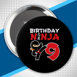 Kids Birthday Ninja - 9 Year Old Party Theme 10 Cm Round Badge