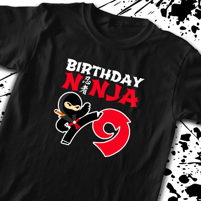 Kids Birthday Ninja - 9 Year Old Party Theme T-Shirt (Creator Uploaded)