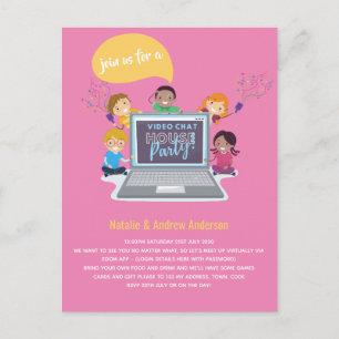 KIDS Birthday Online Video Chat Virtual LiveStream Postcard