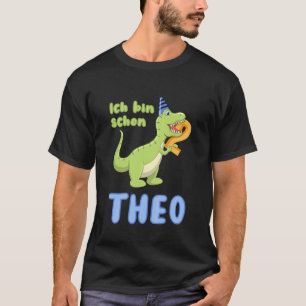 Kids Birthday Outfit 2 Years Dino Dinosaur Theo Bi T-Shirt