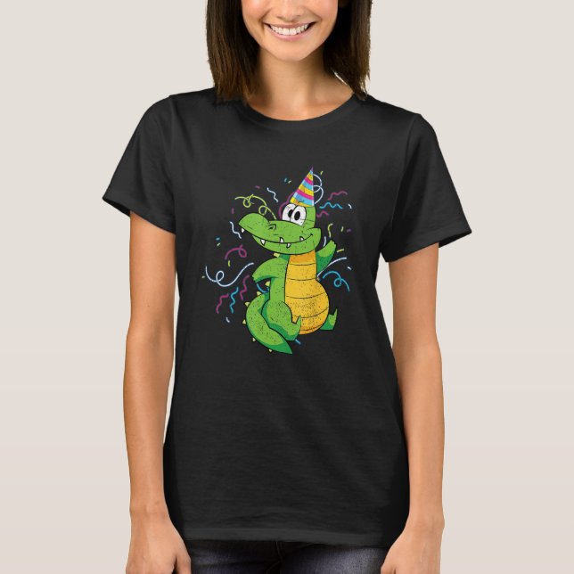 Kids Birthday Party Alligator Reptile Animal Cute  T-Shirt (Front)