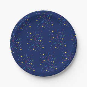 Kid's Birthday Party Blue Confetti Paper Plate