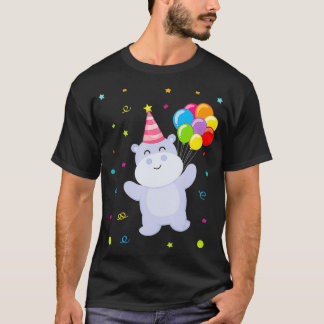 Kids Birthday Party Celebration Balloons Cute Anim T-Shirt