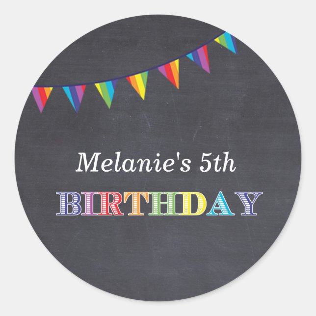 Kids birthday party chalkboard stickers favours (Front)