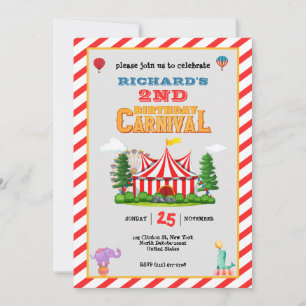 Kid's Birthday Party Circus carnival Theme Invitation