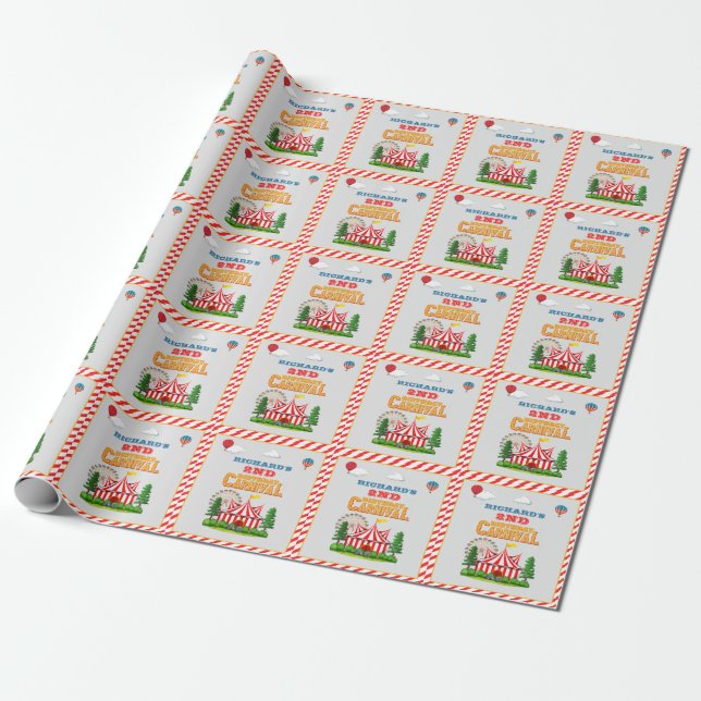 Kid's Birthday Party Circus carnival Theme Wrapping Paper (Unrolled)