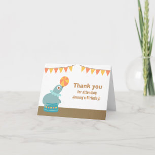 Kids Birthday Party - Circus Clown and Sea Lion Thank You Card