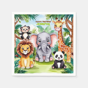 Kids Birthday Party Cute Animals Safari Jungle  Napkin