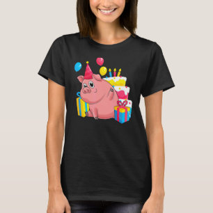 Kids Birthday Party Cute Piglet Farm Animal Farmer T-Shirt