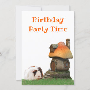 Kid's Birthday Party Guinea Pig Mushroom House Invitation