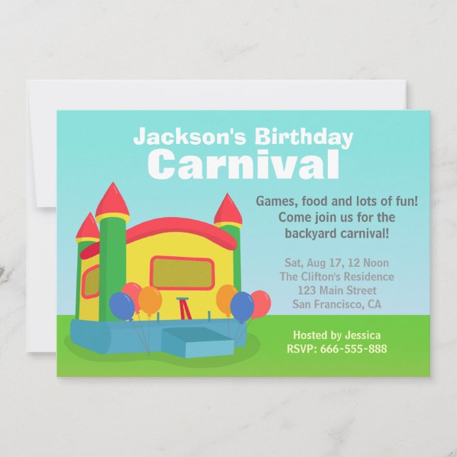 Kids Birthday Party - Happy Backyard Carnival Invitation (Front)