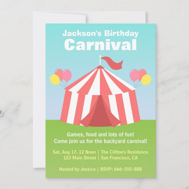Kids Birthday Party - Happy Backyard Carnival Invitation (Front)