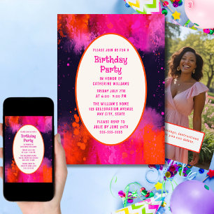 Kids Birthday Party Invitation Any Age Psychedelic