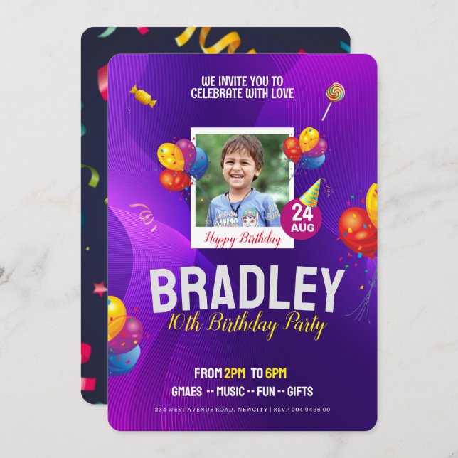 Kids Birthday Party Invitation Flyer Template (Front/Back)