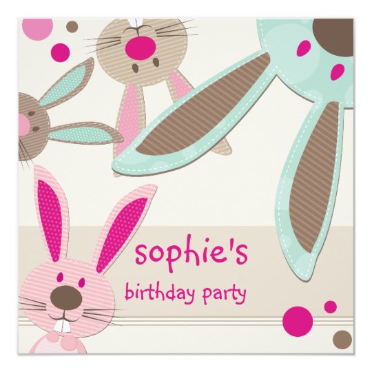 KIDS BIRTHDAY PARTY INVITE cute bunny's peeking