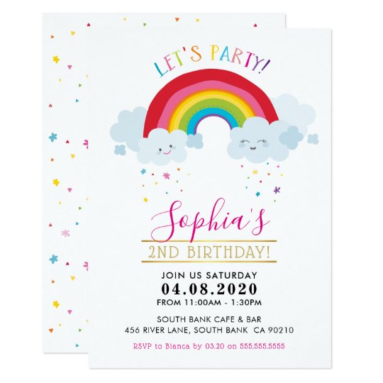 kids birthday party invite kawaii rainbow clouds zazzle childrens birthday party invites