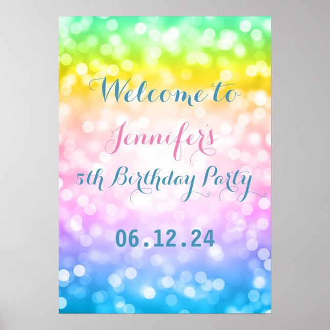 Kids Birthday Party Magical Unicorn Rainbow Poster (Front)