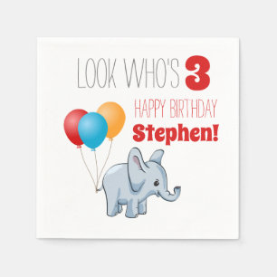 Kids Birthday Party Napkins Boy Elephant Custom