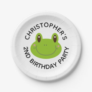 Kids Birthday Party Personalised Frog Paper Plate