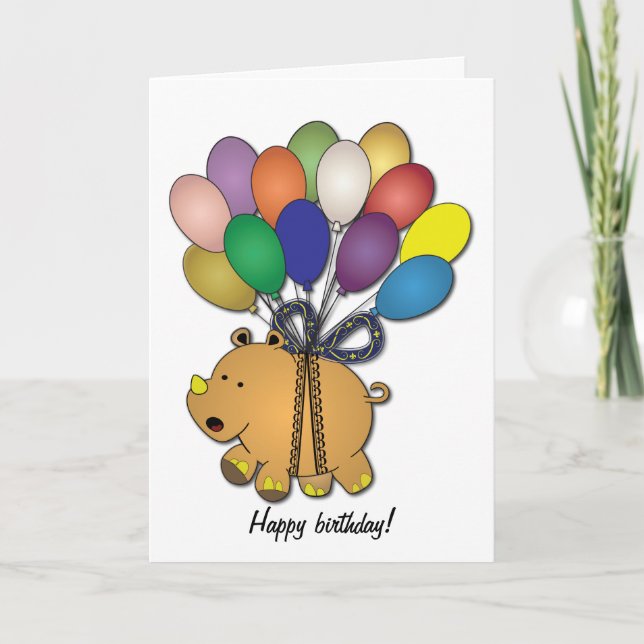 Kids birthday Party: Rhino Card (Front)