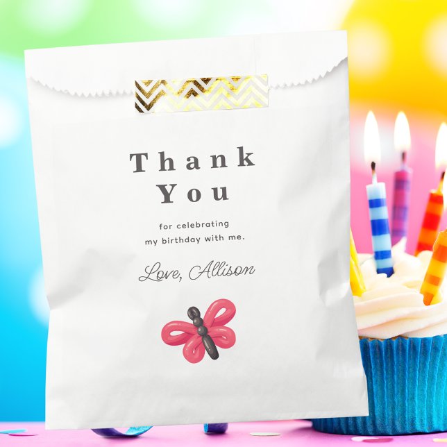 Kids Birthday Party Thank You Cute Pink Butterfly Favour Bag (Creator Uploaded)
