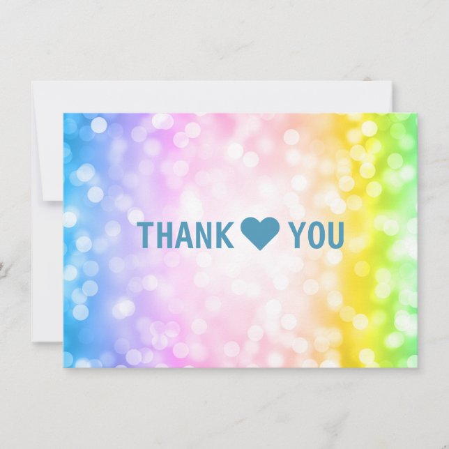 Kids Birthday Party Thank You Note Unicorn Rainbow Card (Front)