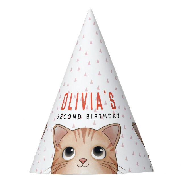 Kids Birthday party with cute little cats Party Hat (Front)