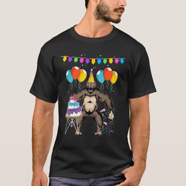 Kids Birthday Party Zoo Animal Ape Monkey  Gorilla T-Shirt (Front)