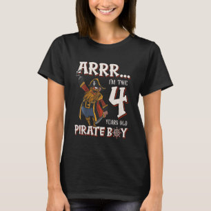 Kids Birthday Pirate Boy 4 year old little Pirate  T-Shirt