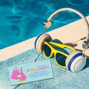 Kids Birthday Pool Party Invitations